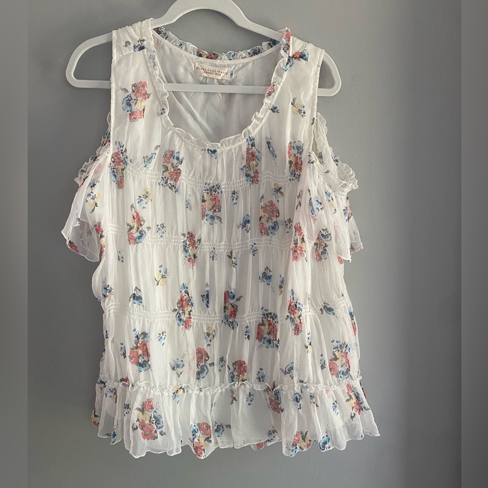 Johnny Was - silk floral cold shoulder top
